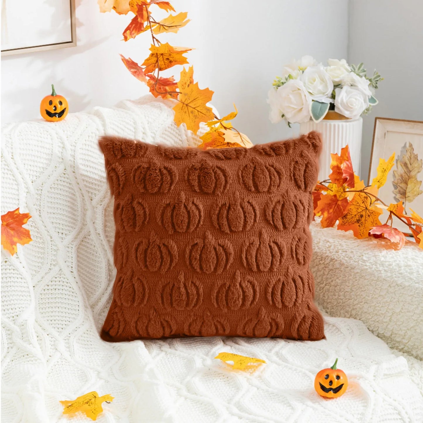 Pumpkin Plush Pillow Covers – Fall & Halloween Edition