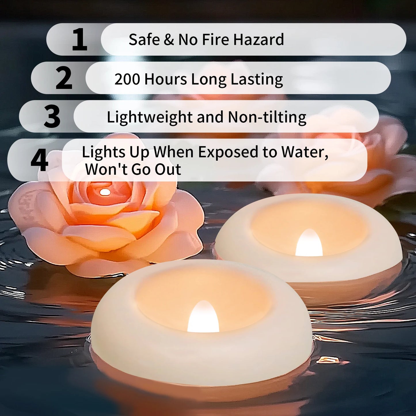 MovaLira™ AquaGlow Floating LED Tealights (12/24 Pack)