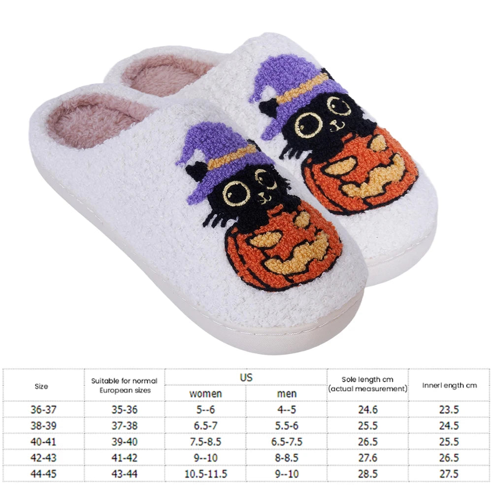 Black Cat Pumpkin Slippers – Halloween Cozy Comfort