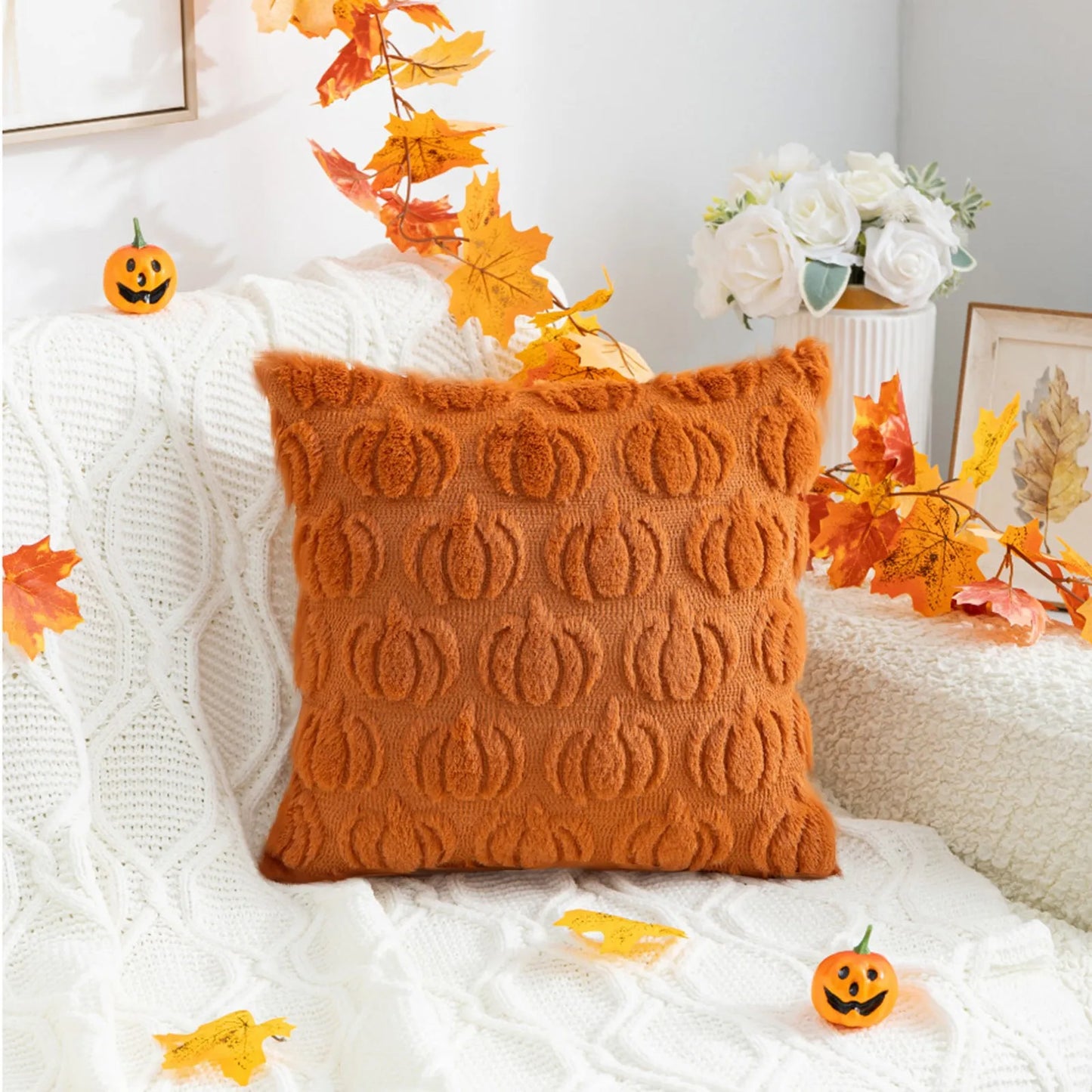 Pumpkin Plush Pillow Covers – Fall & Halloween Edition