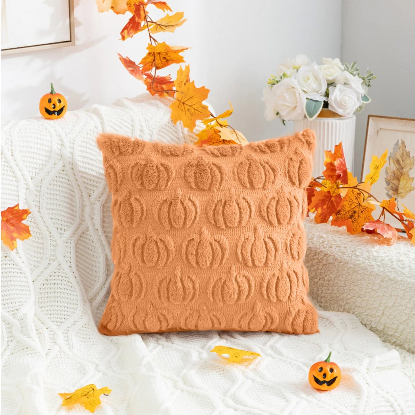 Pumpkin Plush Pillow Covers – Fall & Halloween Edition