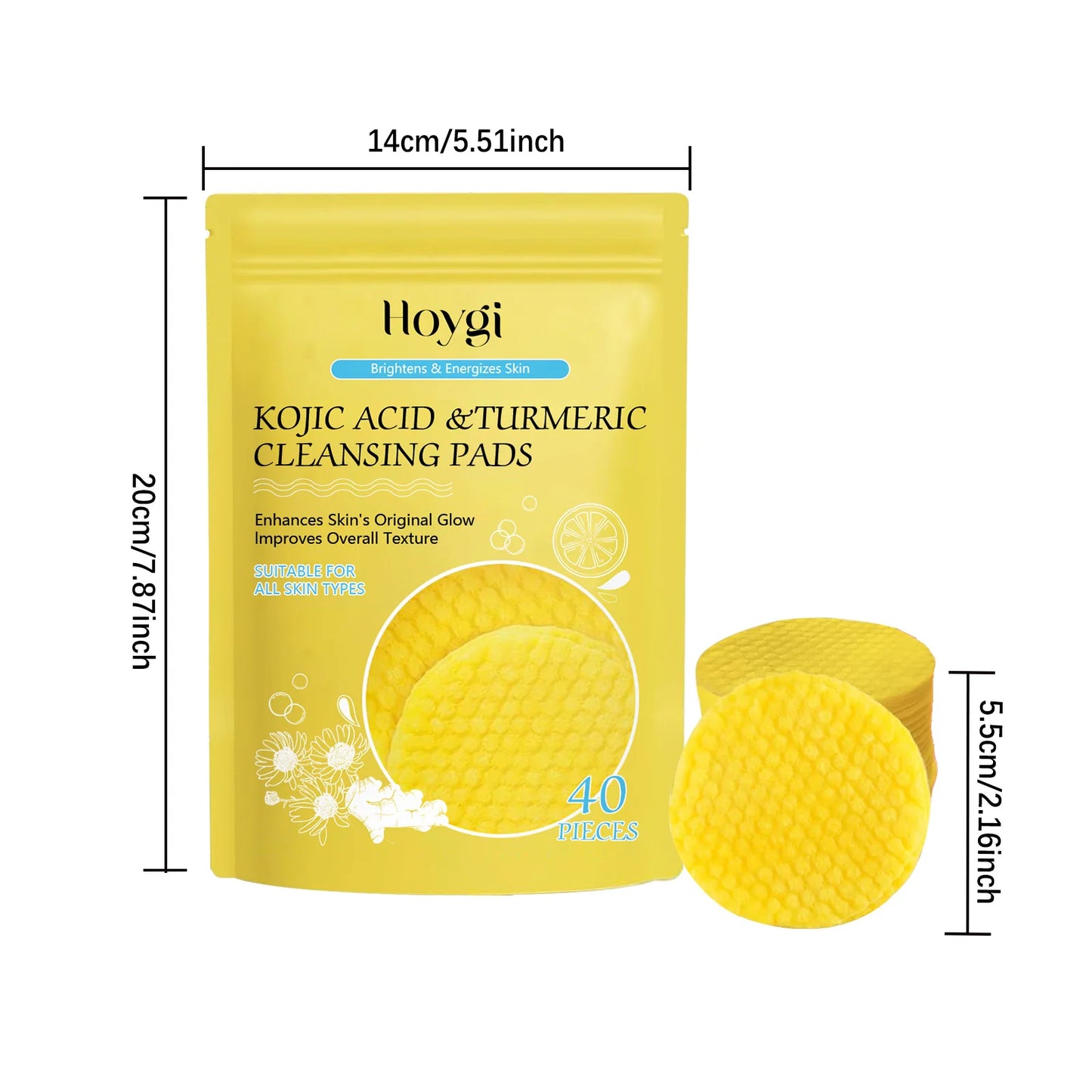 Glow & Go™ Turmeric Brightening Facial Pads – 40 Count