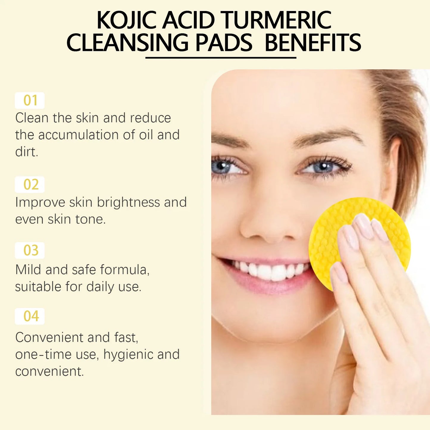 Glow & Go™ Turmeric Brightening Facial Pads – 40 Count