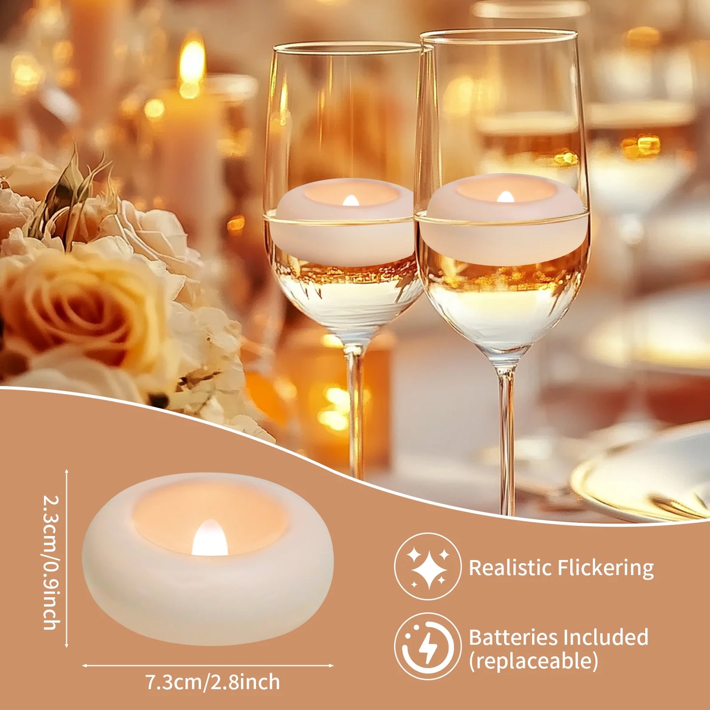 MovaLira™ AquaGlow Floating LED Tealights (12/24 Pack)